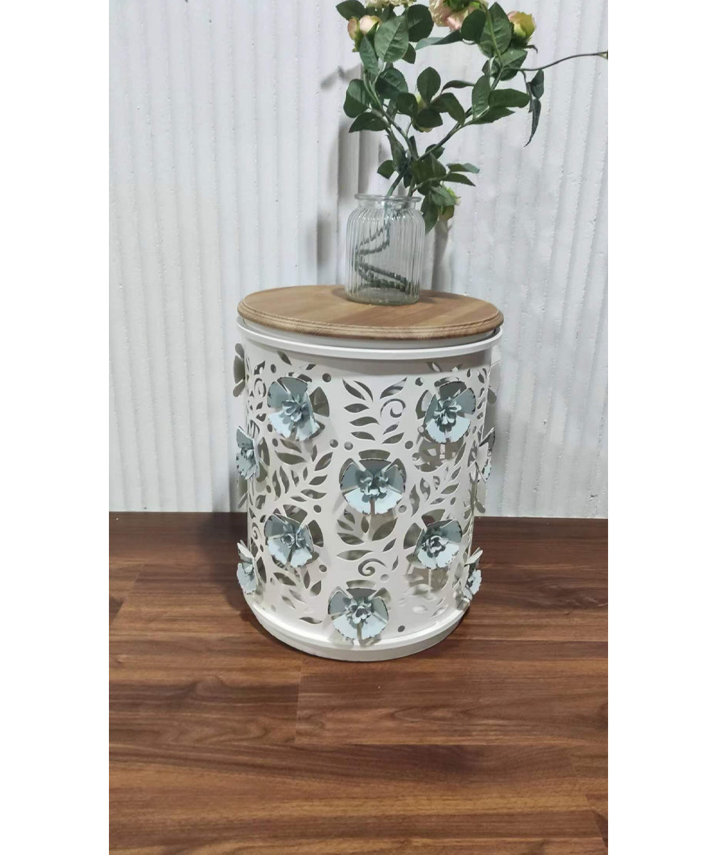 One Allium Way® 19.09"H White Zaizi Fir Solid Wood;Iron Enclosed End